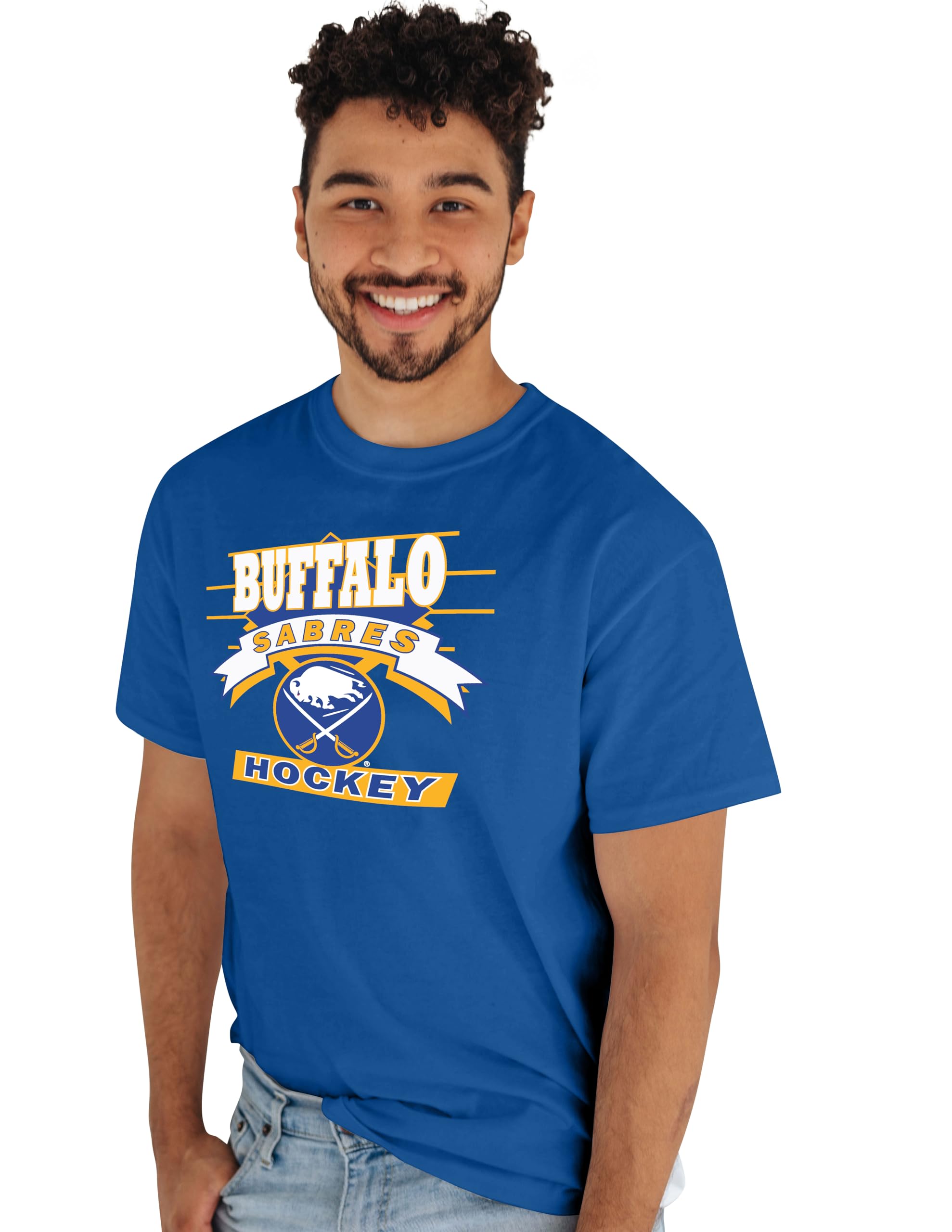 NHL Unisex-Adult NHL Officially Licensed T-Shirt Retro 90's Hockey Team Color