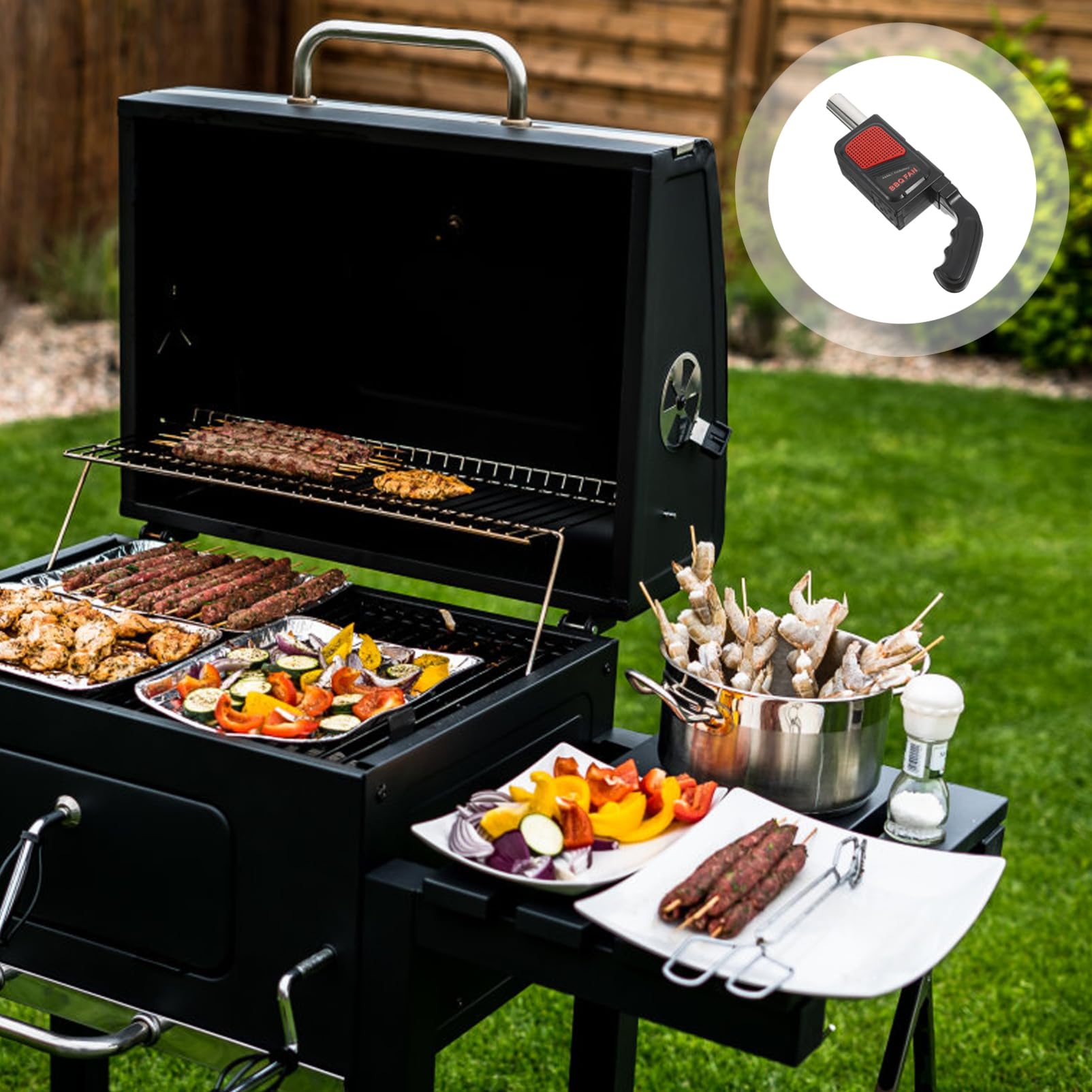 Happyyami Soffiatore Elettrico Nero per Barbecue da Esterno 2 Pezzi