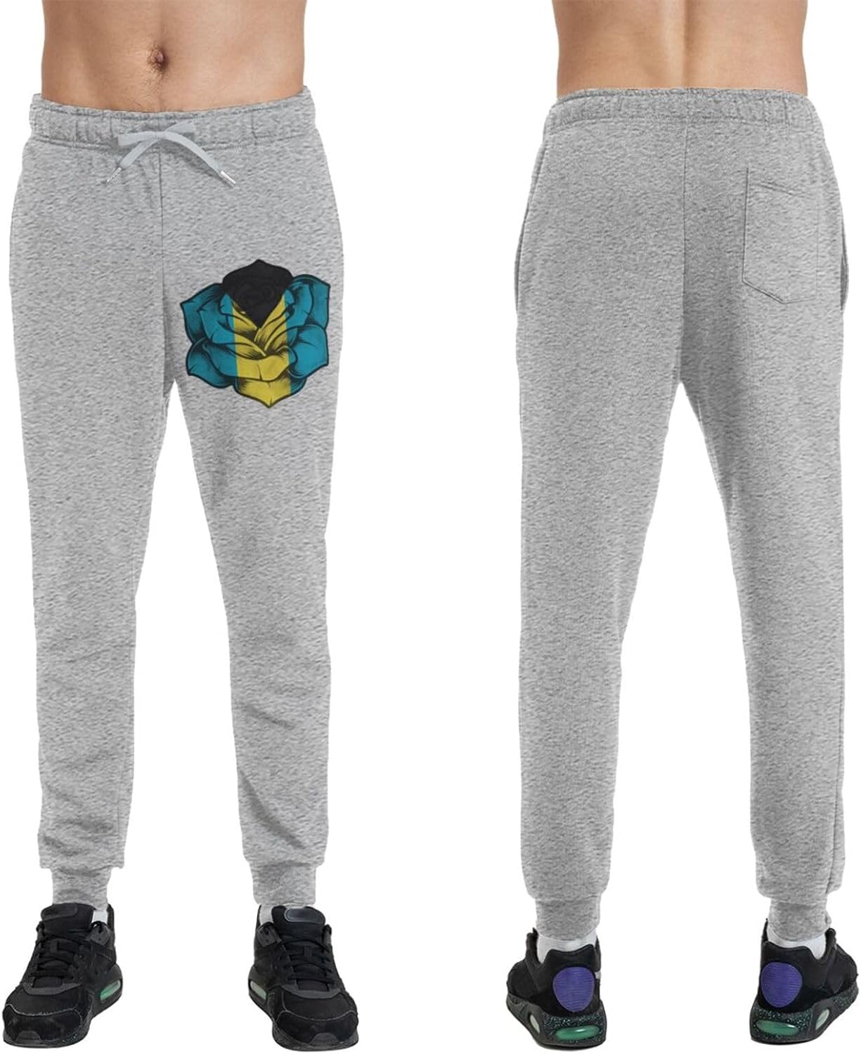 Rose Bahamas Flag Men's Long Pants Athletic Running Pants Sports Pants