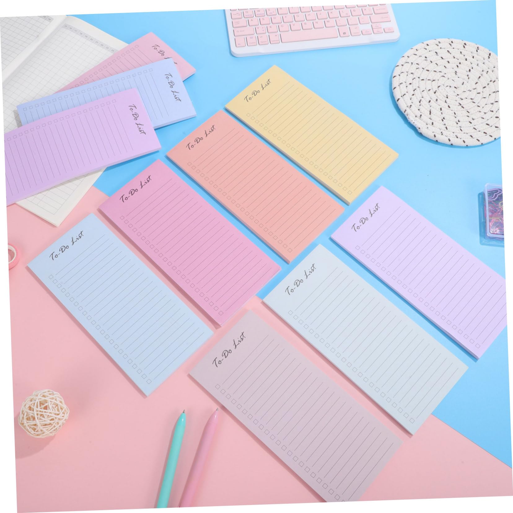 WOONEKY Blocchi Note Adesivi Planner To Do Colorati Taccuini Organizzatori Giornalieri con Linee Regolate Blocco Note per Appunti e Pianificazione Ufficio