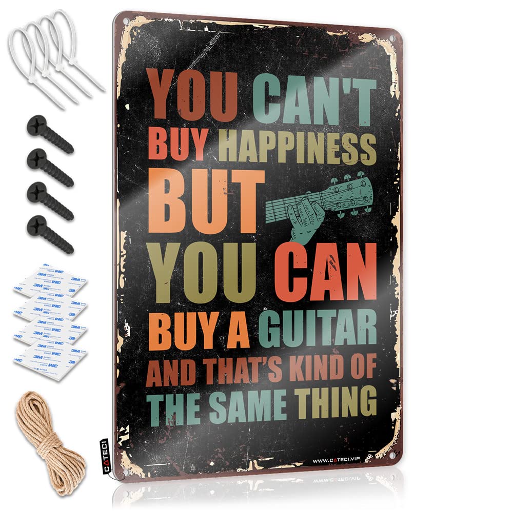 Decore Metal Wall Decoration Cover | You Can't Buy Happiness But You Can Buy A Guitar Shabby Chic Yard Decoration(30X40CM)