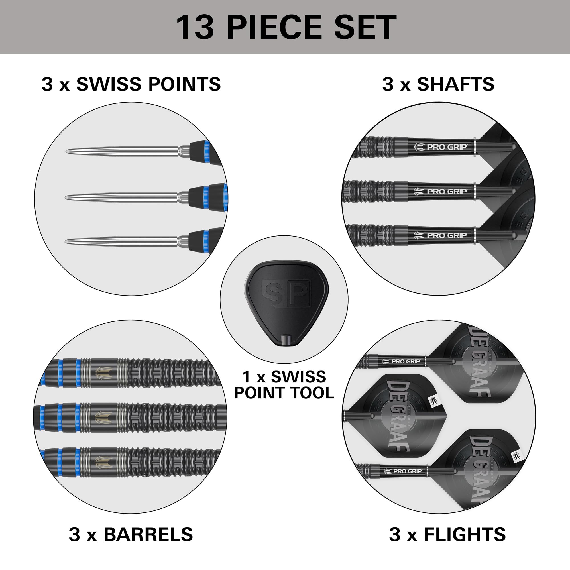 Target Darts Jeffrey de Graaf Gen 1 Freccette a Punta Svizzera con Punta in Acciaio, 90% Freccette in tungsteno, 23G | Generazione 1 Freccette con Punta in Acciaio Nero, Set di Freccette a Punti