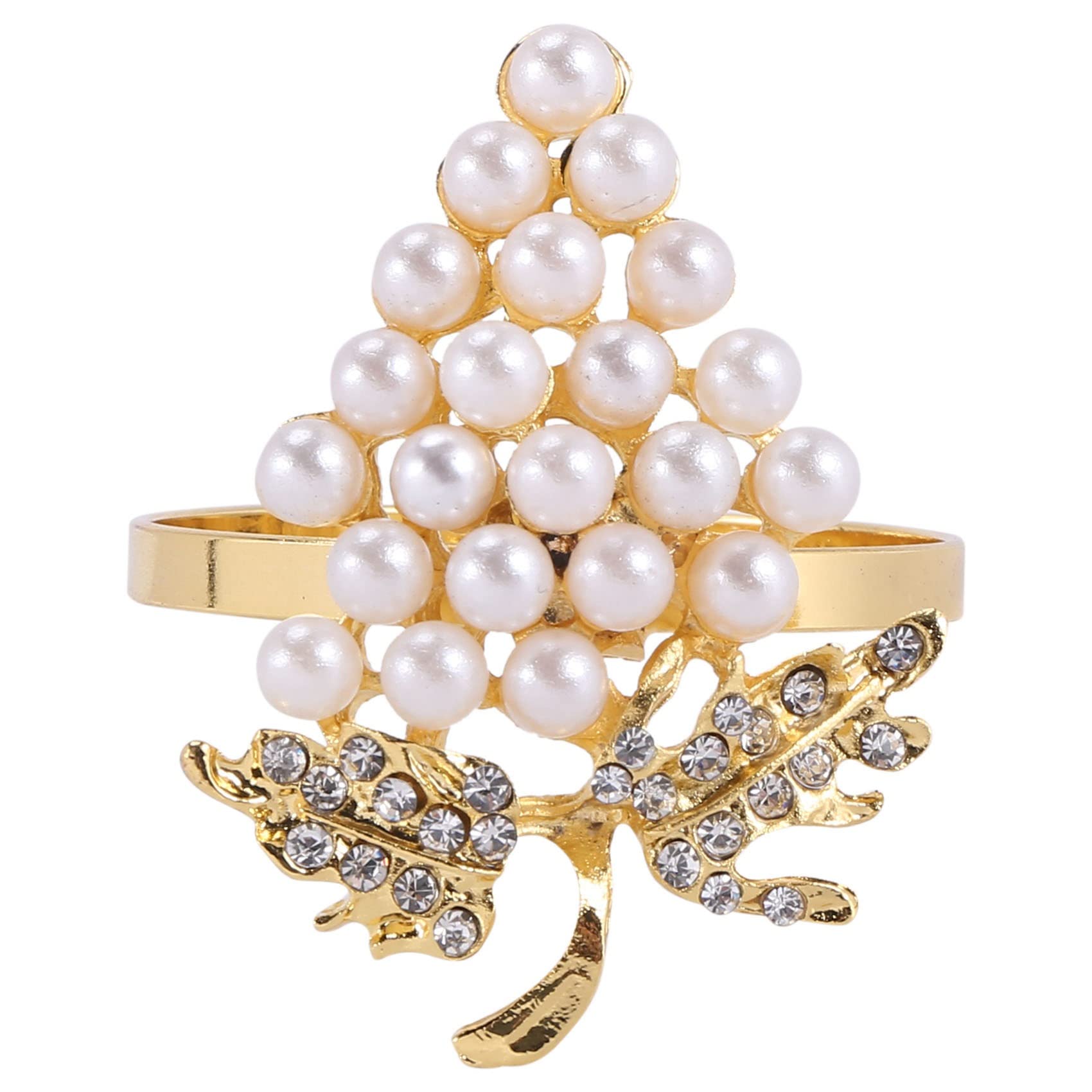 Jiyaohui Gold Grapes Napkin Rings Set Of 6, With Glittering Imitation Diamond And Inlay Alloy Napkin Ring Holder
