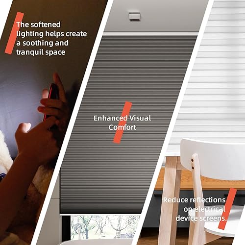 Miniatura 5 de Persianas celulares de panal inalámbricas, de celdas individuales, persianas opacas de privacidad para filtrar la luz, para dormitorio, 34 x 72