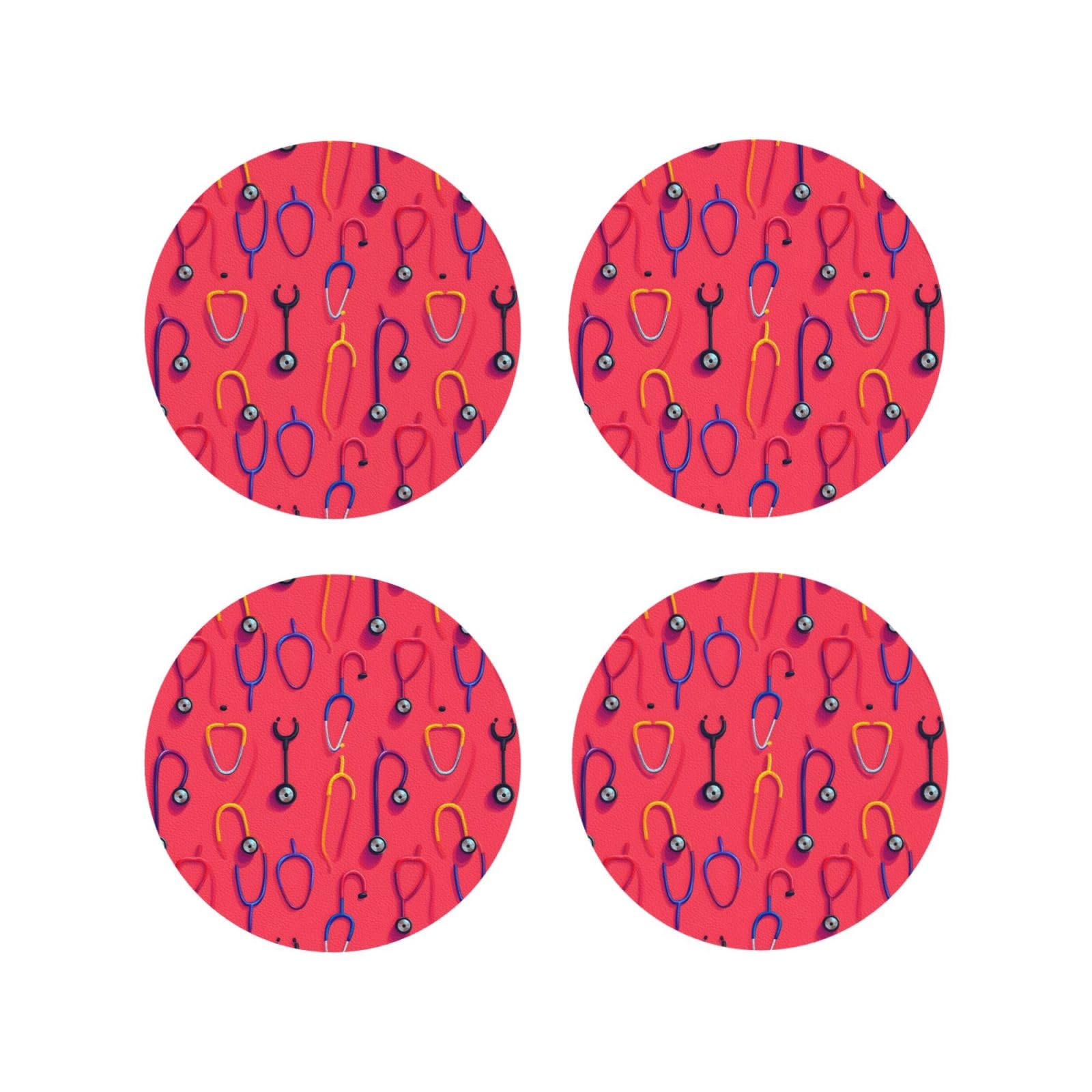 Leather Coasters Set of 4 - ColorfulPrint Lightweight Drink Coasters for Desk