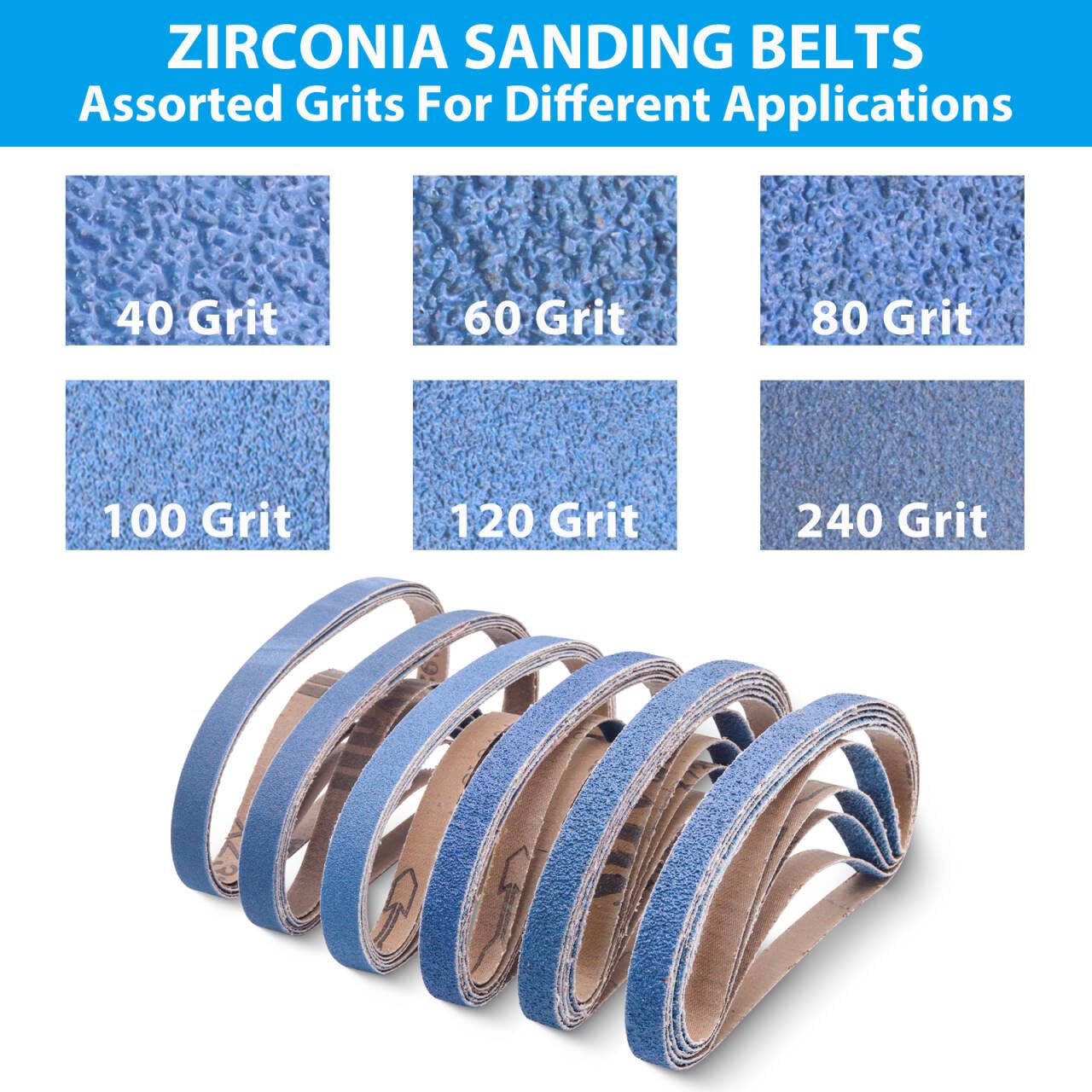 Zirconia Sanding Belts - 36 Pack for Metal Finishing -5