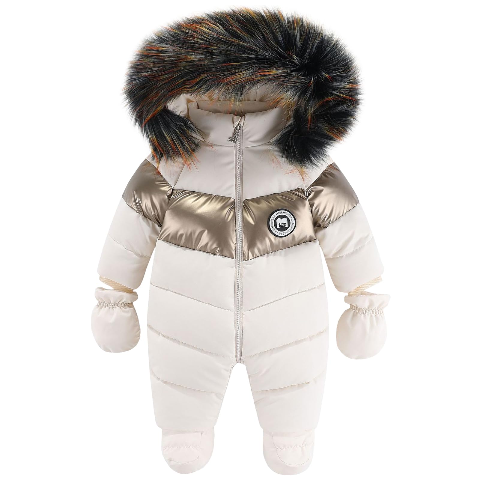 Combinaison de Neige Bébé Fille Polaire Épais Vêtements de Ski Garçon Chauds Coupe-vent avec Gants