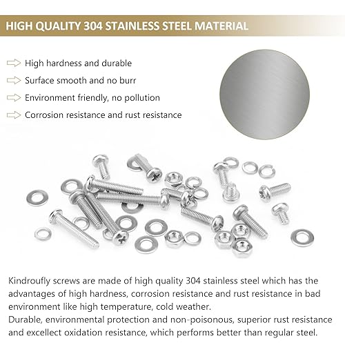 Miniatura 10 de Kindroufly 562 piezas de tornillos Phillips de cabeza panorámica M2 x 46 810 1216 0.787in, kit surtido, acero inoxidable 304, rosca totalmente a