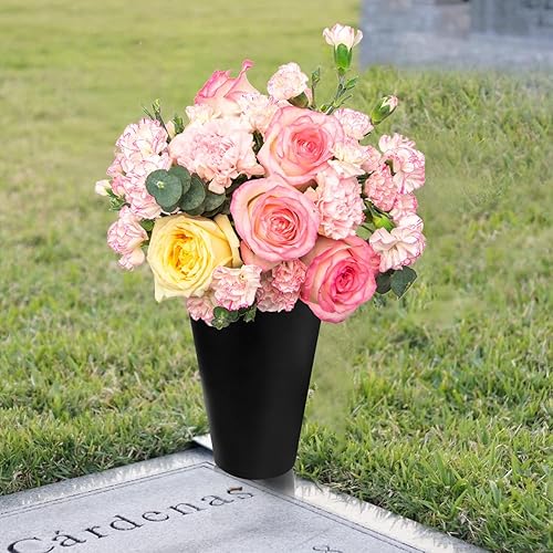 Miniatura 3 de Jarrón de metal para tumba, jarrones de cementerio, decoración de tumba, florero floral conmemorativo, jarrón de lápida, jarrón de césped con espuma