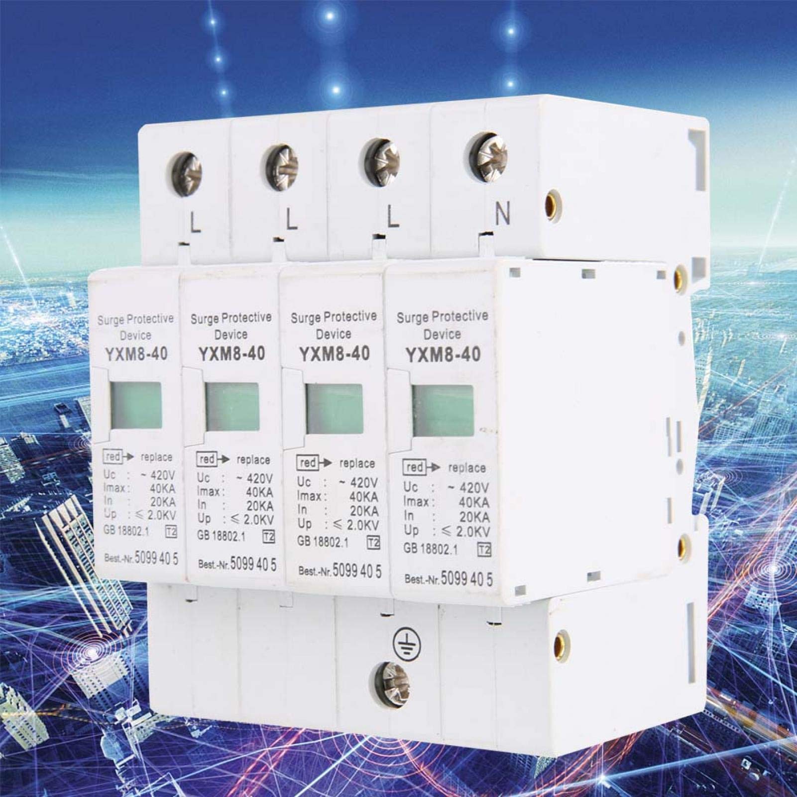 Protezione contro le sovratensioni della Casa Scaricatore 4P 40KA DIN Rail AC Dispositivo di Scaricatore a Bassa Tensione per la Protezione Tonnono