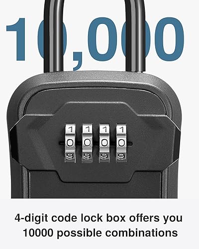 Miniatura 2 de Puroma Caja de seguridad, caja de bloqueo de llave de montaje en pared y caja de seguridad portátil con código reiniciable, caja de seguridad para