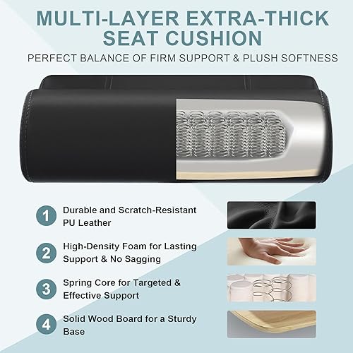 Miniatura 5 de Silla de oficina ejecutiva, silla de escritorio ergonómica y cómoda con reposabrazos y ruedas abatibles acolchados, piel sintética, resistente,