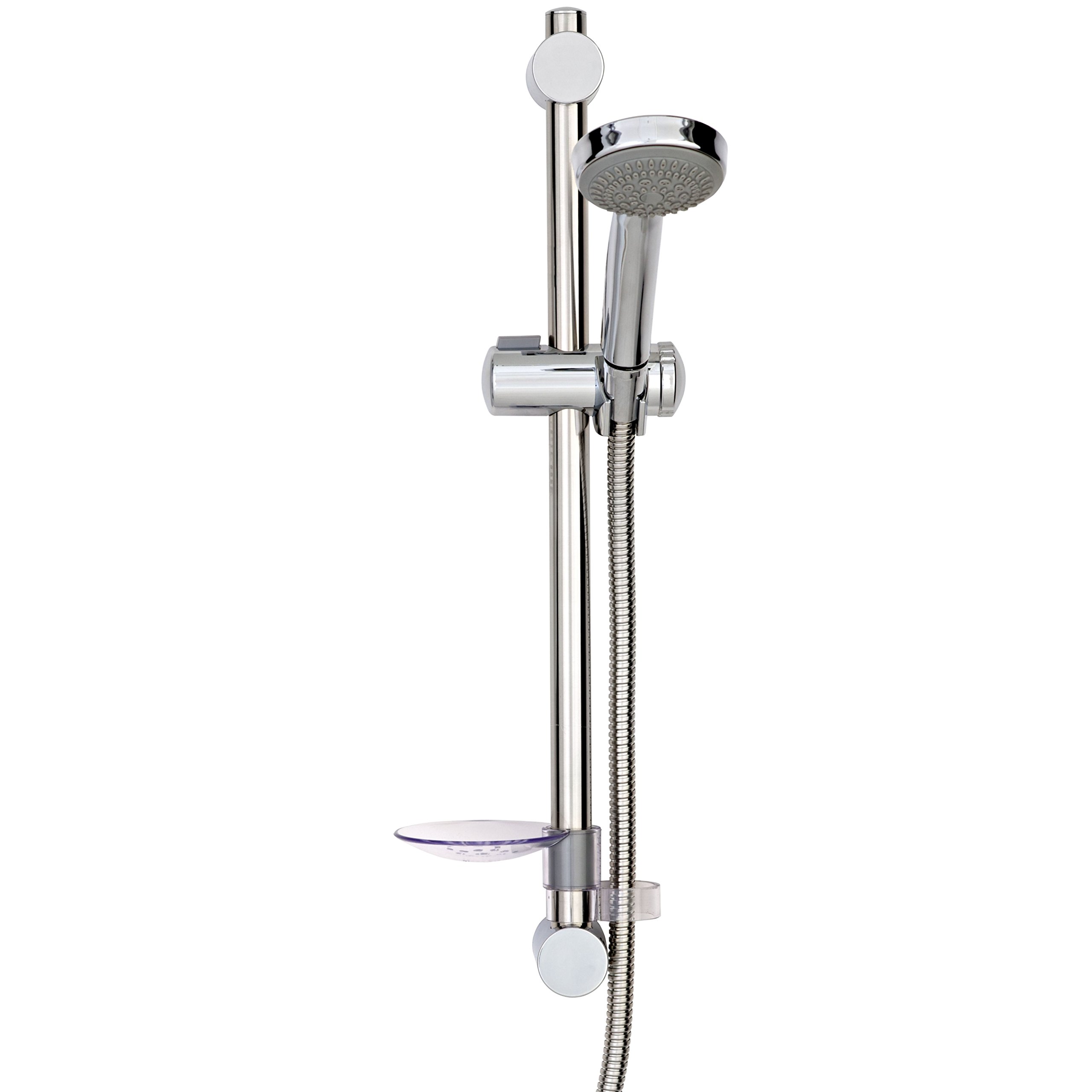Creda FLEXKIT6C FlexiFit Chrome Riser Rail kit with 6 Pattern Shower Head, Anti Kink Hose and soap Dish