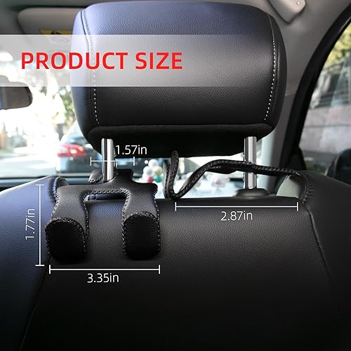 Miniatura 22 de Ganchos para reposacabezas de automóvil, organizador de almacenamiento para asiento trasero de automóvil, bolsas mejoradas 2 en 1, percha de cuero