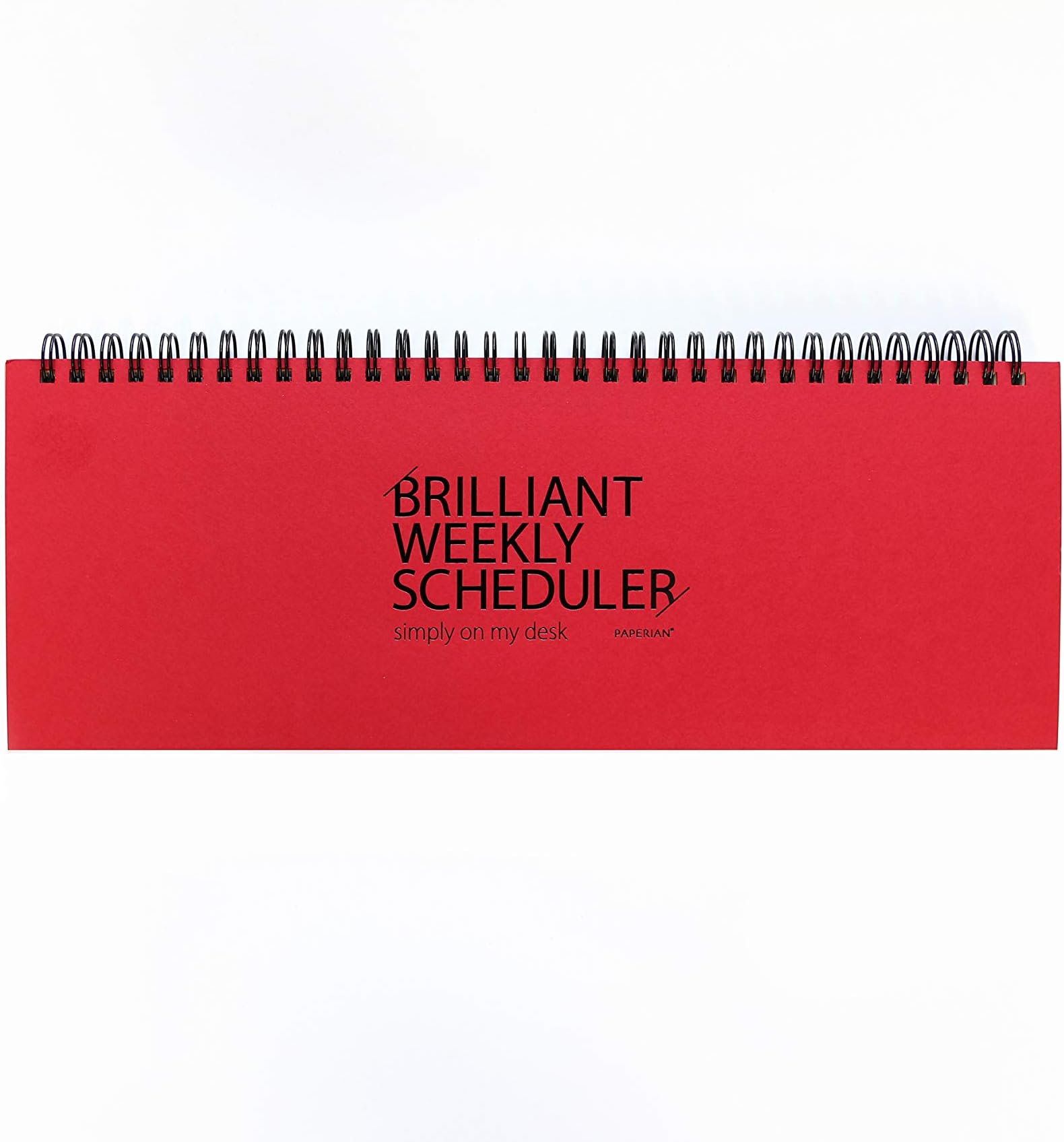 PAPERIAN Brilliant Weekly Scheduler - Wirebound Undated Weekly Planner Pad Scheduler (Red)