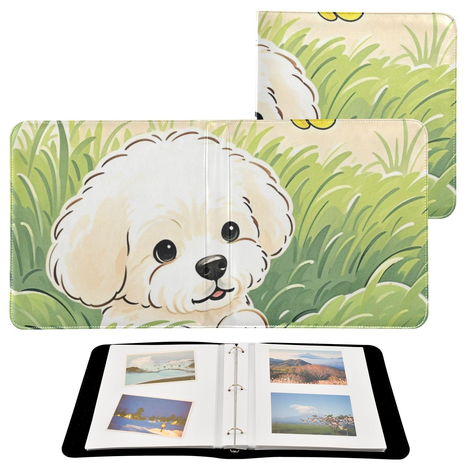 Photo Album 4x6, 5x7,6x8,Artificial Leather Photo Albums with 20 Detachable Sheets Dog Pattern for Family Wedding,Multi 10