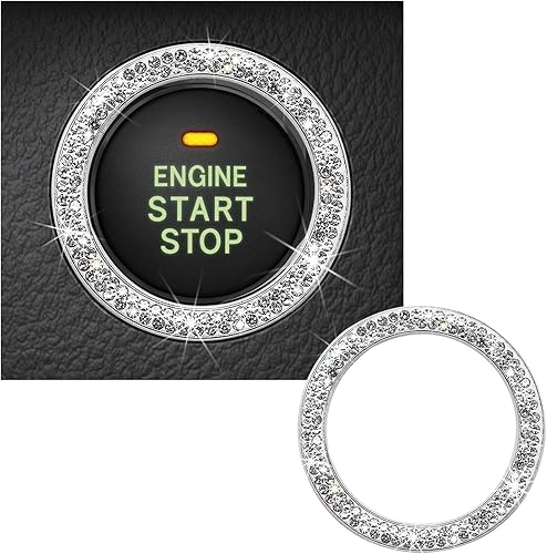 Anillo de decoración de arranque de motor de automóvil con doble diamantes de imitación, calcomanía brillante para botón de arranque, encendido de