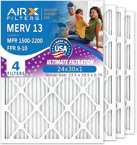 Miniatura 13 de AIRX FILTERS WICKED CLEAN AIR. Filtro de aire acondicionado plisado electrostático MERV 13 de 18 x 20 x 1, paquete de 4 filtros de horno HVAC AC