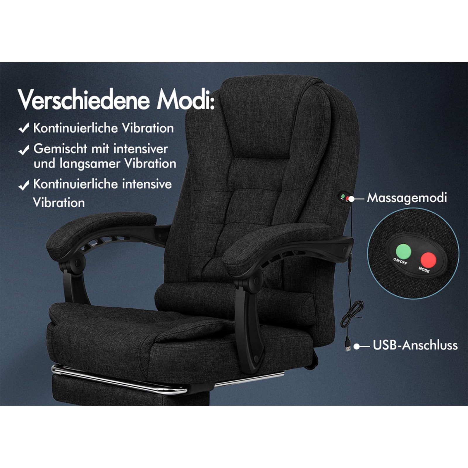 ALFORDSON Ergonomische bureaustoel met massage, voetsteun, helling 150°, SGS-gasveer, draaistoel, max. 180 kilogram, leer, grijs ALFORDSON Ergonomische bureaustoel met massage, voetsteun, helling 150°, SGS-gasveer, draaistoel, max. 180 kilogram, leer, grijs