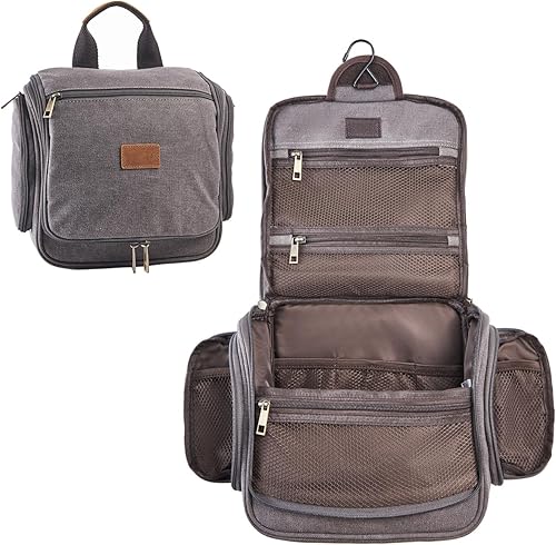 Neceser de lona colgante organizador de maquillaje con gancho de metal resistente, kit de afeitado de viaje, bolsa de cosméticos portátil a granel