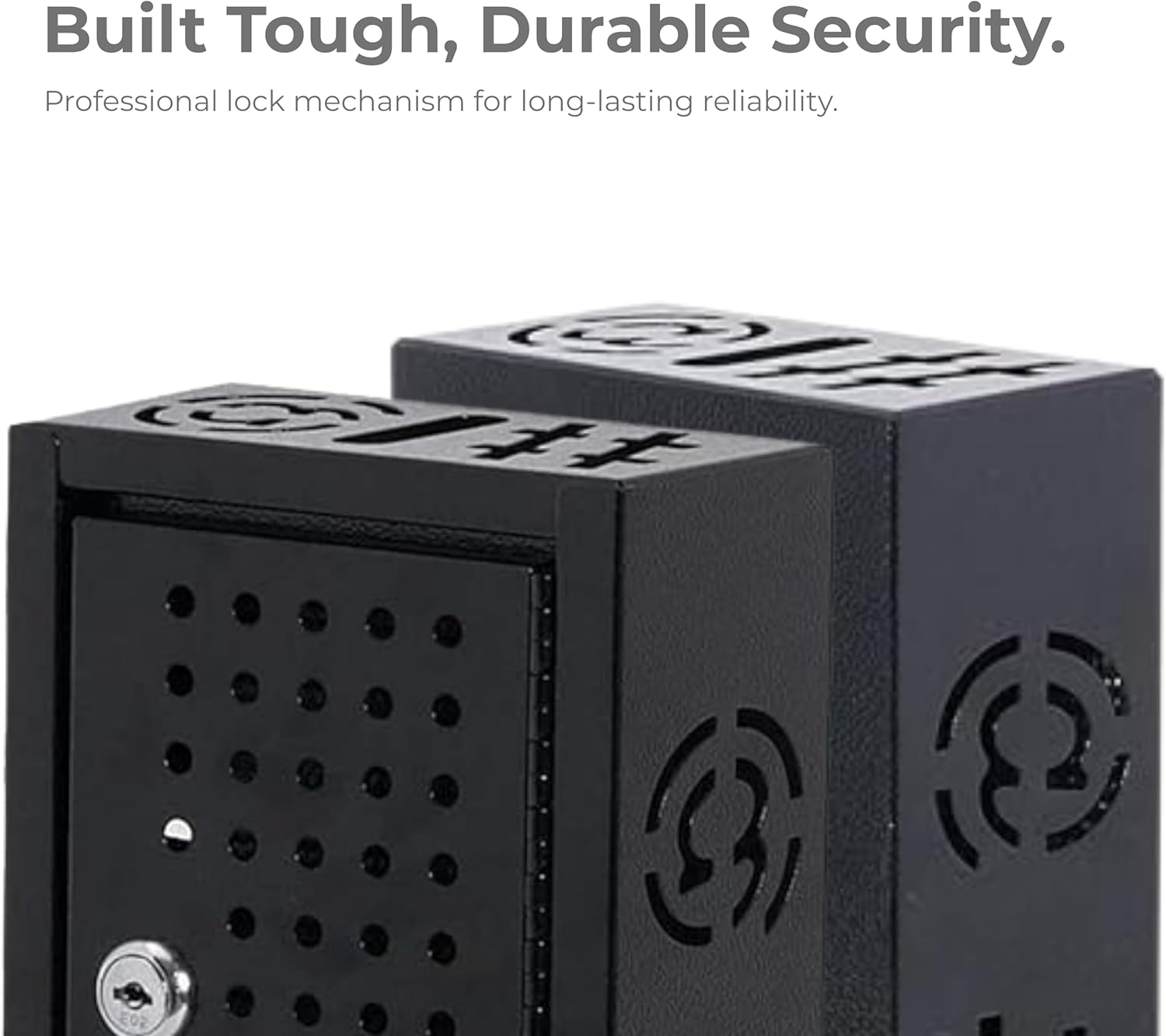 Multipurpose Steel Lock Box - Keyed Security Storage Cabinet for Phones, Wallets, & Valuables - Wall Mountable Compact Safe for Classroom, Office, & Home (Black)