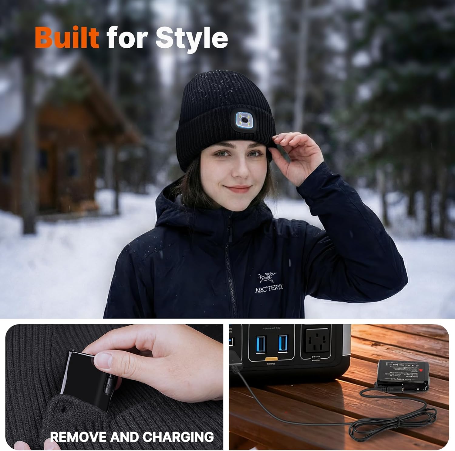 BOYISEN Heated Beanie Hat with Light, 3 Adjustable Heating & LED Modes, Winter Black Skull Beanie Hat, Rechargeable, Washable, Gift for Men and Women - Image 7