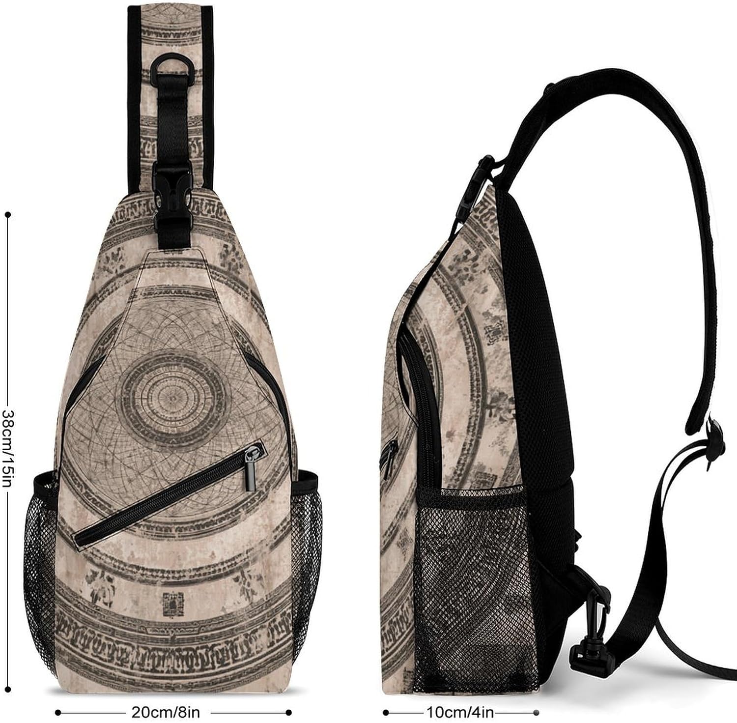 Circular Pattern Sling Crossbody Bag Lightweight Chest Shoulder Backpack for Outdoor Sports