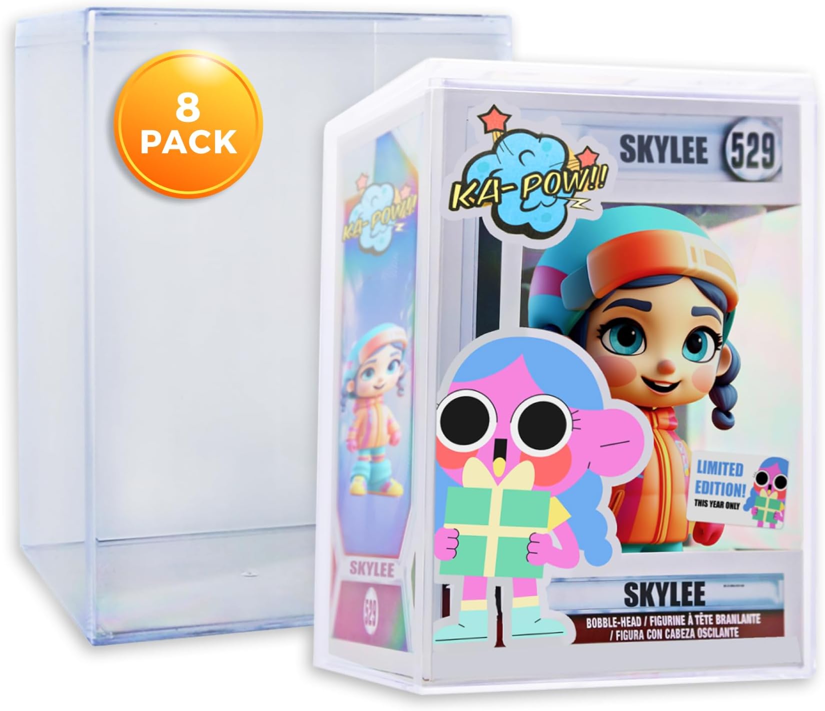 8-Pack Clear Hard Plastic Funko Pop Protector Display Cases for 4" Figures, Stackable Display Cases, Made in USA by Gary Plastic Packaging