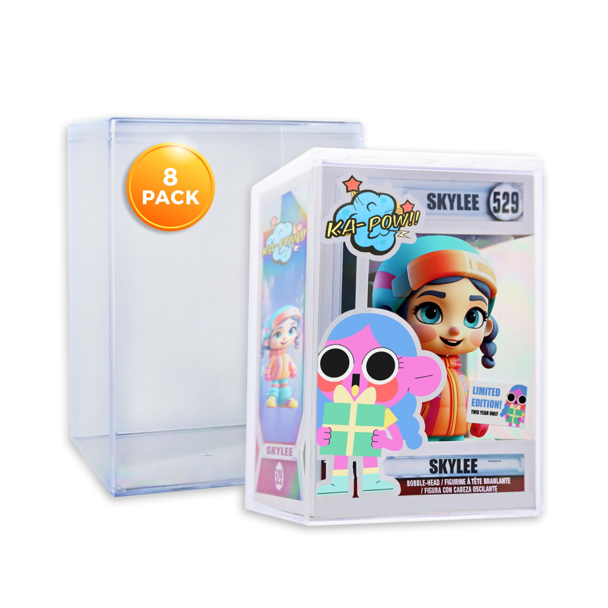 Photo 1 of 8-Pack Hard Acrylic Funko Pop Protector Display Case (4"), Stackable Display Case, Crystal Clear, 2.5mm Thick, Made in USA by Gary Plastic Packaging