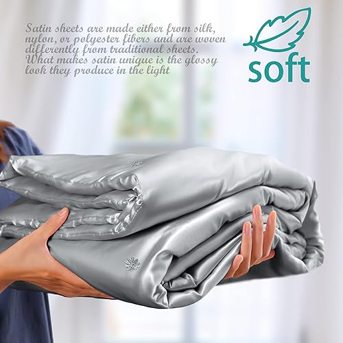 Miniatura 3 de Vonty Manta de satén gris plateado de 60 x 80 pulgadas, manta refrescante y sedosa sin arrugas, manta de punto trenzado para sofá, cama al aire libre