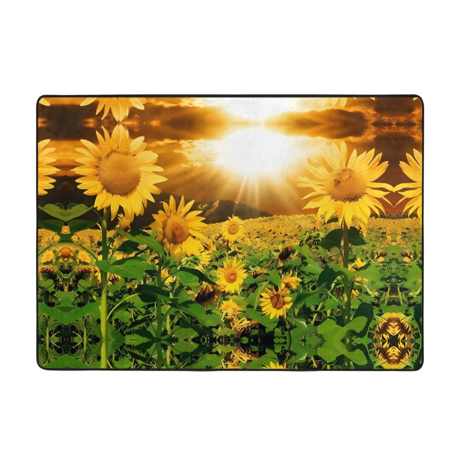 Alfombra de felpa de girasoles 80x58" HJFCZH manta antideslizante