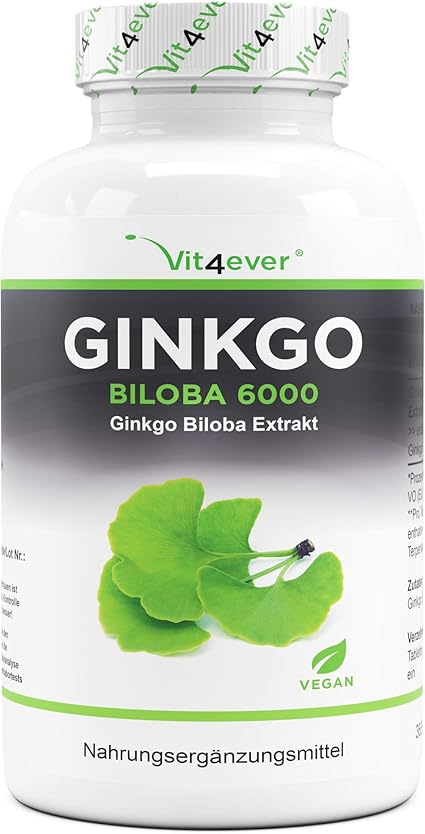 Ginkgo Biloba 6000 mg - 365 Tabletten – Premium Extrakt: Mit Flavonglykoside   Ginkgolid ...