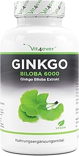 Ginkgo Biloba 6000 mg - 365 Tabletten - Premium: Mit Flavonglykoside + Ginkgolid-Terpenlactone & frei Ginkgolsäure - Ohne ...