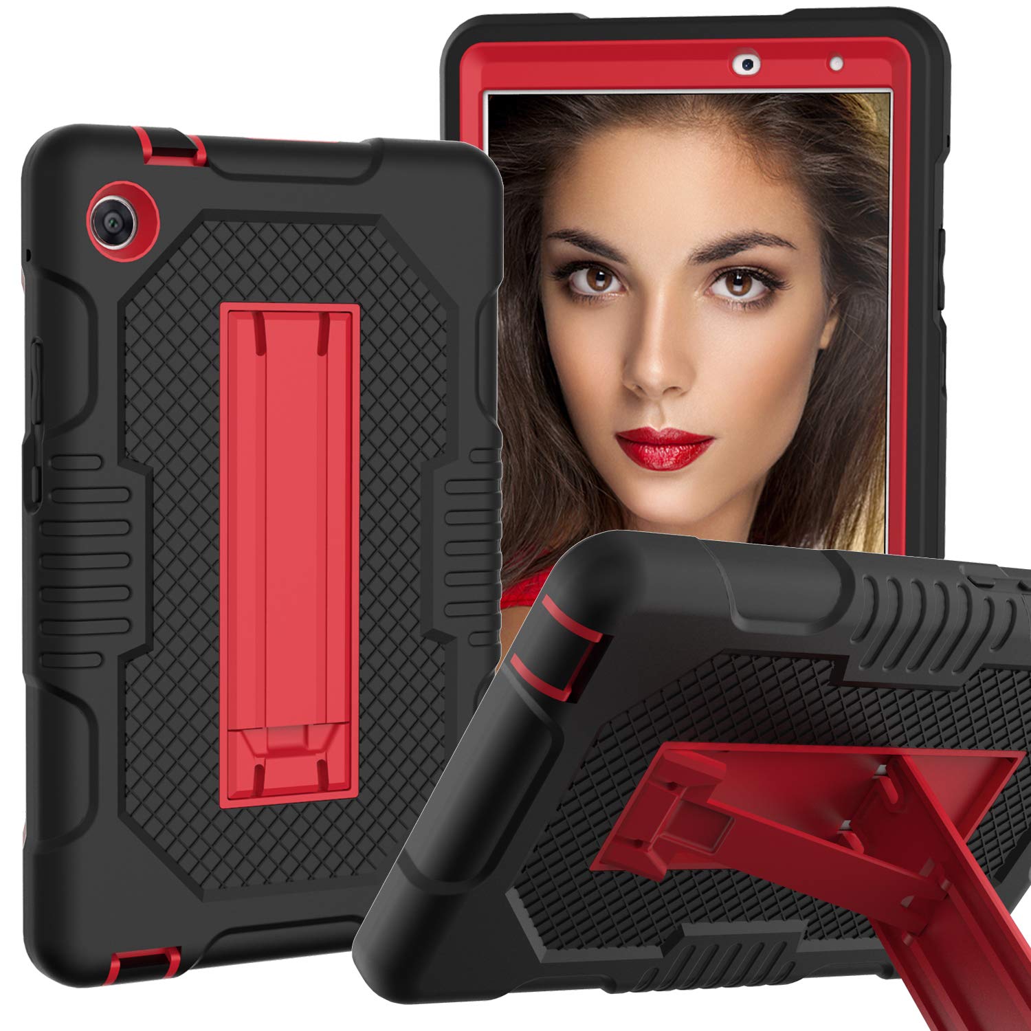 deumdlrs Case for Huawei MatePad T8 8.0 Inch 2020 3 Layer Hybrid Shockproof Robust Protective Case Multi-Angle Stand Function Huawei MatePad T8 Tablet