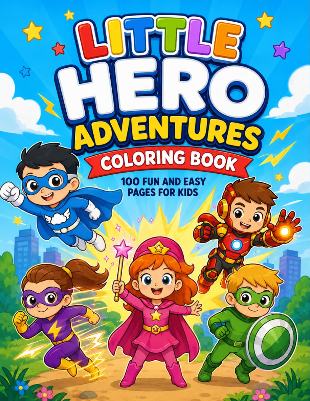 Little Hero Adventures Coloring Book: 100 Fun and Easy Superhero Coloring Pages for Kids