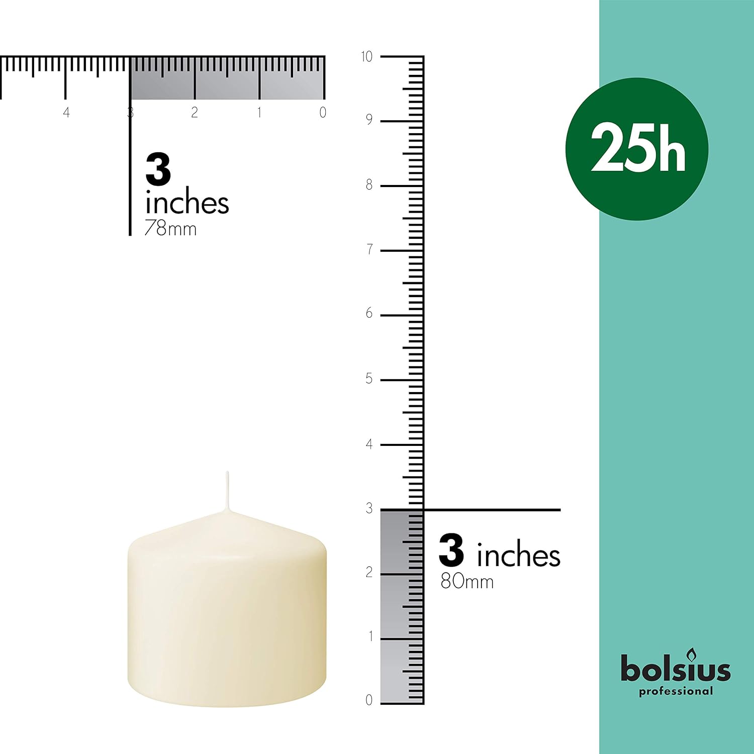 BOLSIUS 6 Ivory Pillar Candles Bulk - 3x3 Inches Candle Set - 25+ Hours Clean Burning - No Palm Oil - 0% Animal Fat - Premium European Quality - Unscented Dripless Dinner Pillars - Image 2