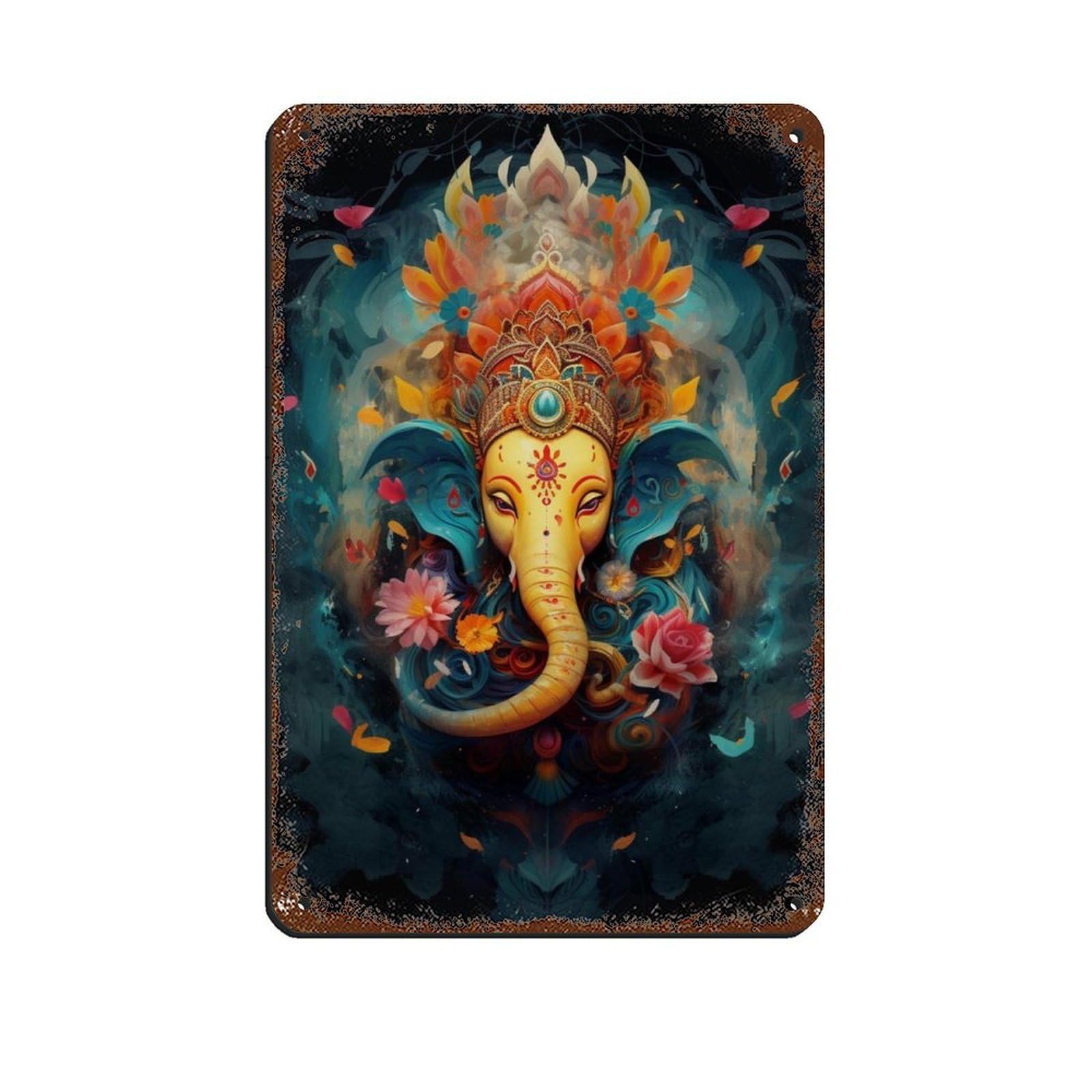 Hindu Ganesha Decor (2) Tin Sign Vintage Metal Pub Club Cafe Bar Home Wall Art Decoration Poster Retro 8x12inch(20x30cm)