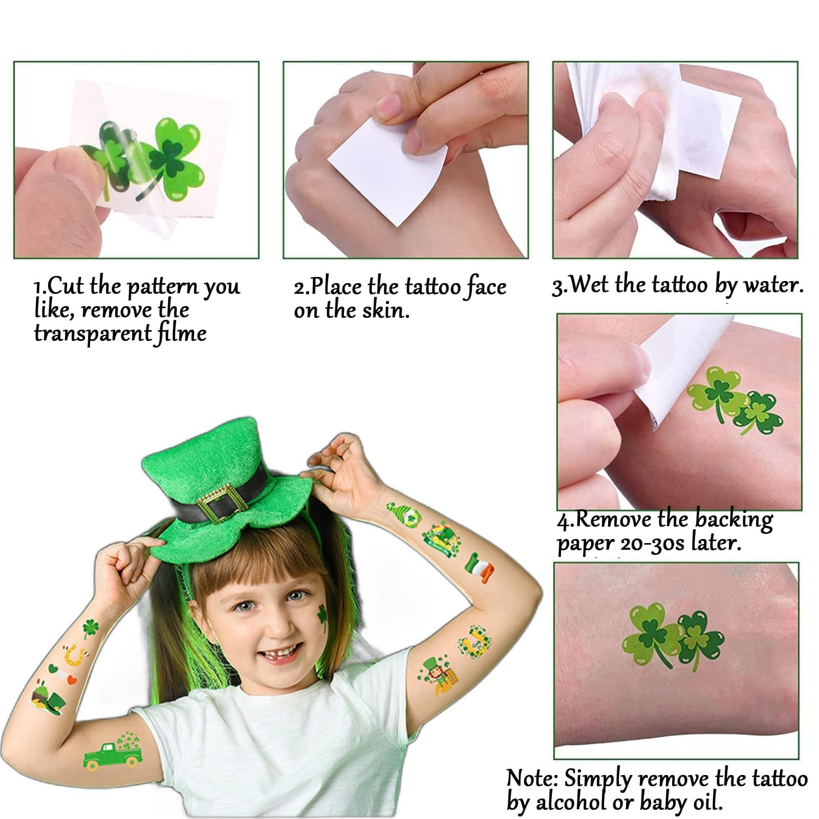 Tsathoggua107 Styles St Patricks Day Decorations Temporary Tattoos, 10 Sheets St. Patrick's Day Tattoo Stickers - Image 4