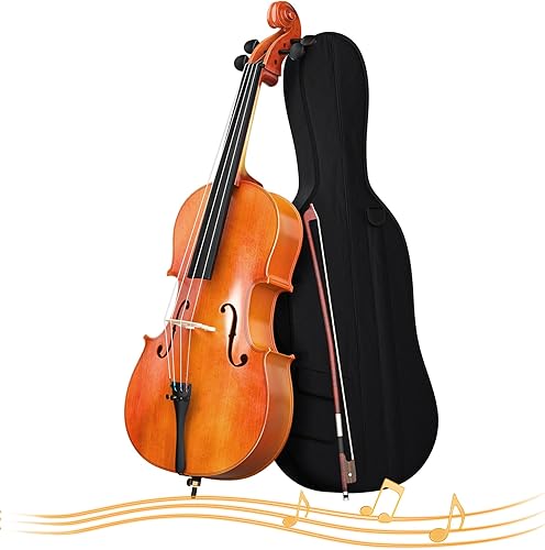 Miniatura 10 de Kit de violonchelo de tamaño completo, instrumento acústico para violonchelo para adultos, estudiantes, principiantes, juego completo de violonchelo