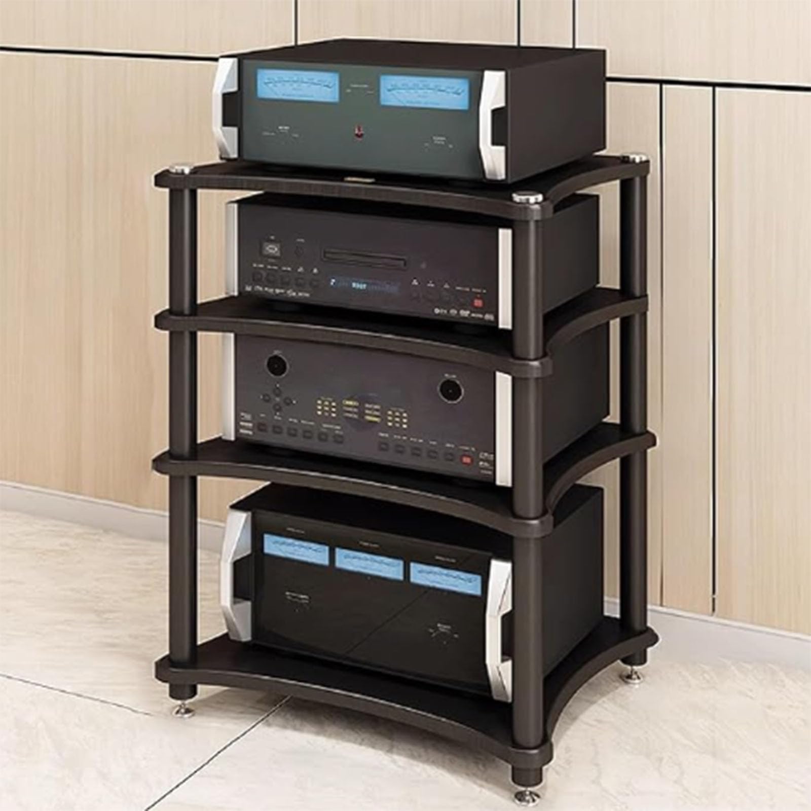 1/2/3/4 Tier Hifi Stand, AV Media Stand, Audio Storage Rack, Audio Rack Stand, Stackable Equipment Rack, Audio Rack Tower Heavy Duty for Audio Equipment, AV Component Media Stand for Home Office