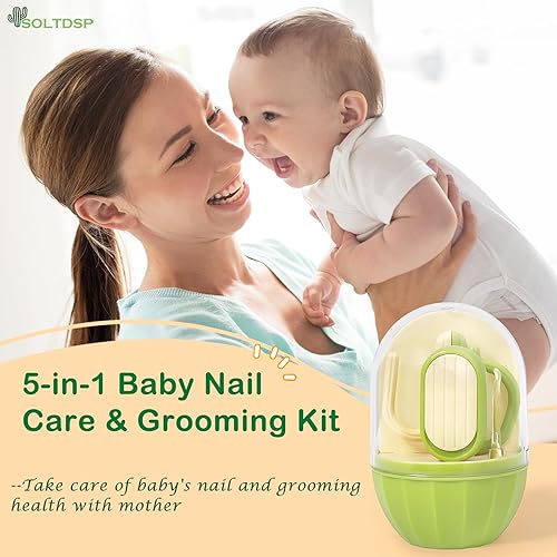 Miniatura 2 de Kit de uñas para bebé 5 en 1 con estuche de almacenamiento, diseño temático de cactus que incluye cortaúñas para bebés, tijeras de uñas, lima de