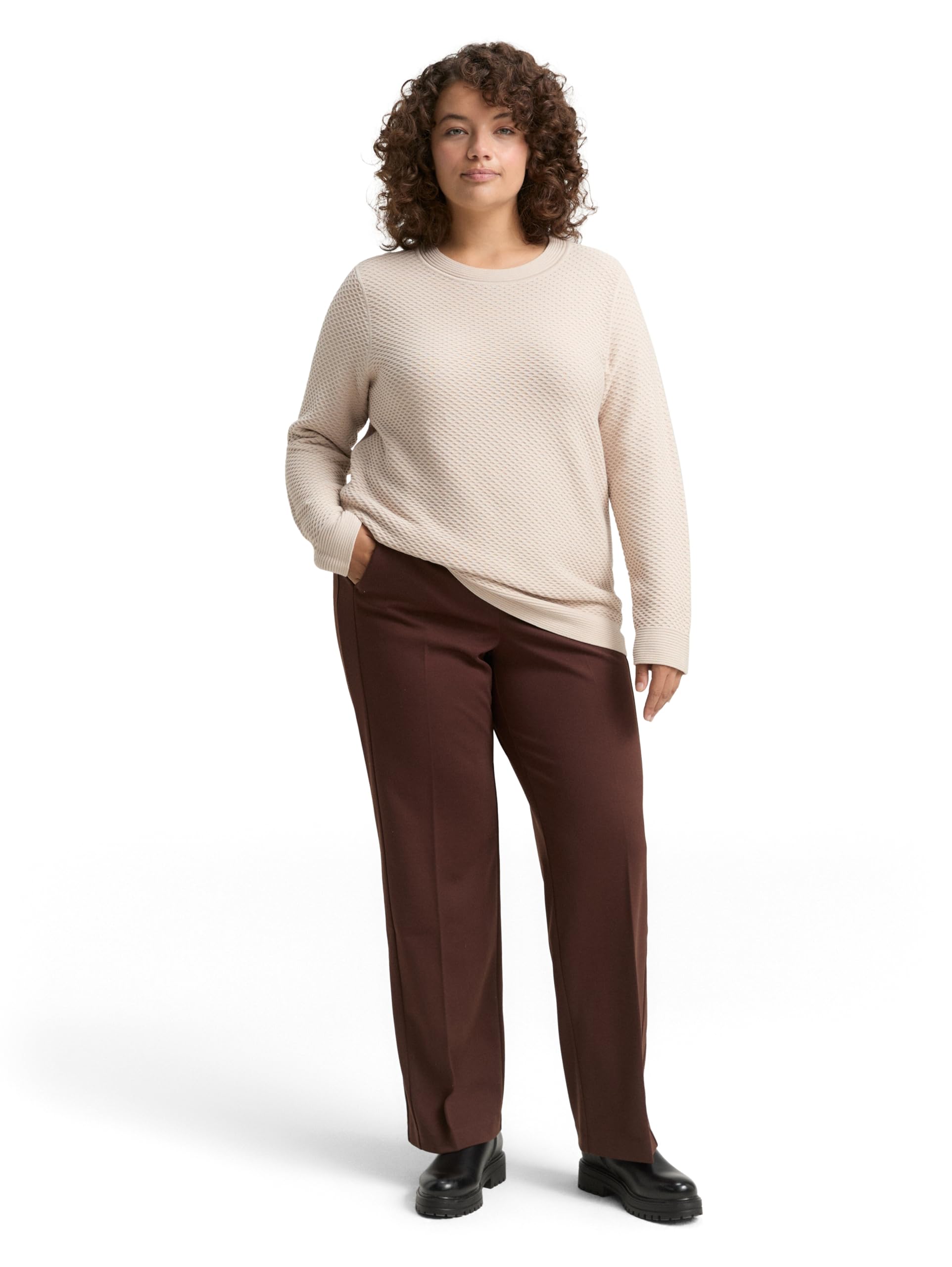 TOM TAILOR Damen Plus Size-Loose Fit Strickpullover aus Baumwolle