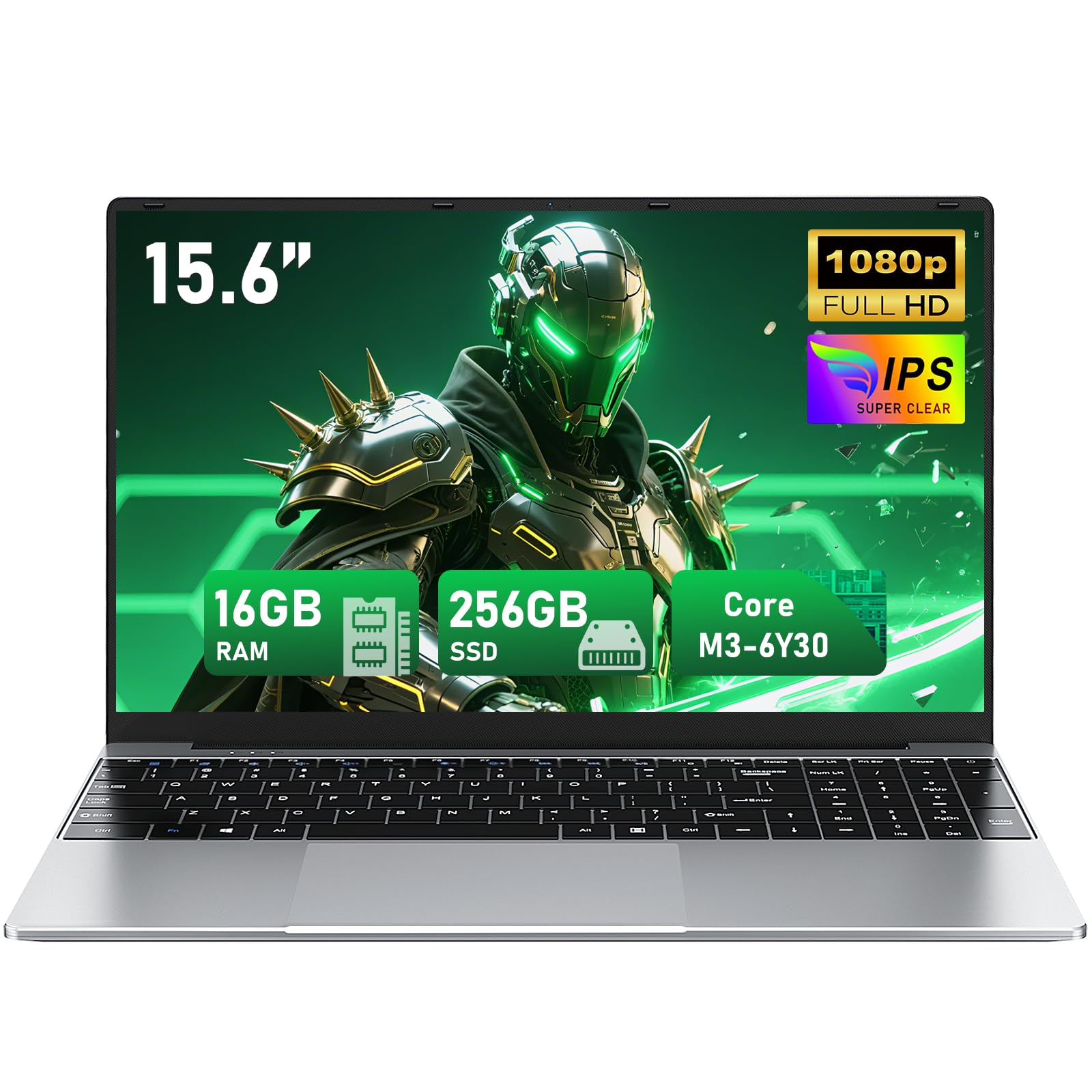 Ordenador Portátil, 2026 Laptop de 15,6 Pulgadas, Portátil Core M3 6Y30,16GB RAM 256GB SSD, IPS FHD 1920 x 1080 Notebook Laptop, 180°Cierre Abierto, 5000 mAh,Supports TF Cards, Estudiante
