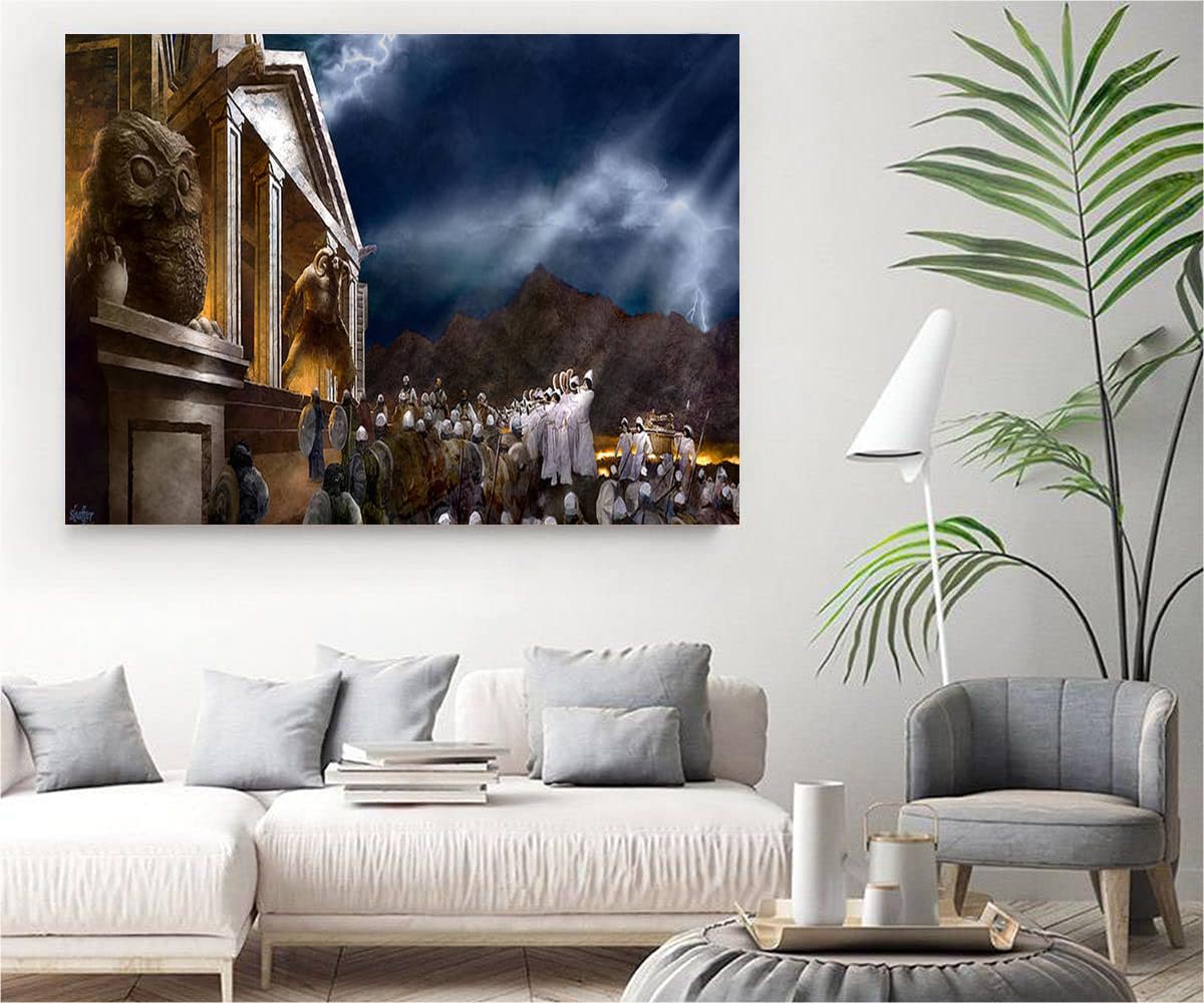 VERRE ART Printed Framed Canvas Painting for Home Decor Office Wall Studio Wall Living Room Decoration (34x22inch Wrapped) - The Destruction Of Bashan