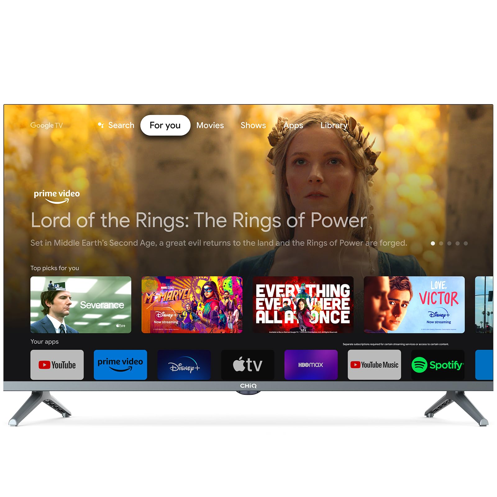 CHiQ L32QM8G TV QLED da 32 pollici, FHD, HDR10, design con cornice ultrasottile in metallo, Google TV, Chromecast integrato, Assistente di Google, CPU quad-core, Wi-Fi a doppia banda da 2,4/5 Ghz.