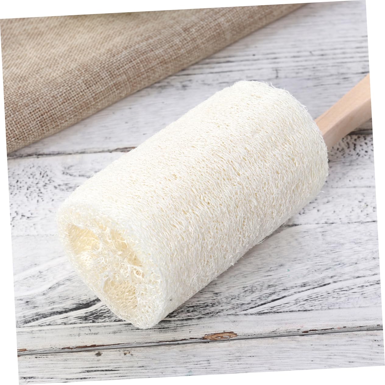 FRCOLOR 6pezzi Spazzola Da Bagno Esfoliante Con Manico Lungo Legno Spugna Naturale Per Doccia e Massaggio Schiena Facile Da Appendere e Asciugare Per Liscia e Morbida
