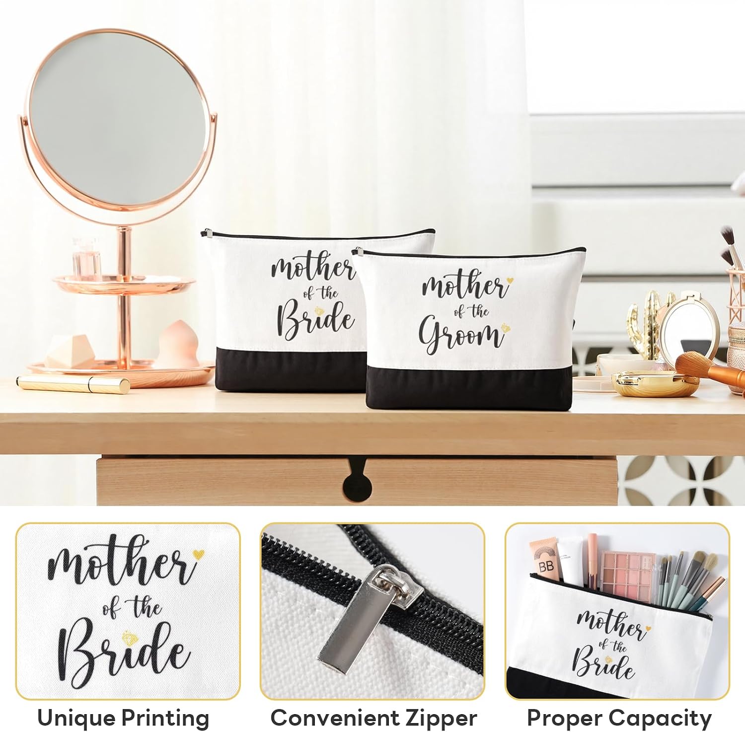 Bride To Be Gifts for Wedding Mama Bag Tote with Makeup Bag Keychain Wedding Shoulder Tote to Mother OF Bride，Mother OF Groom for Bridal Shower Engagement
