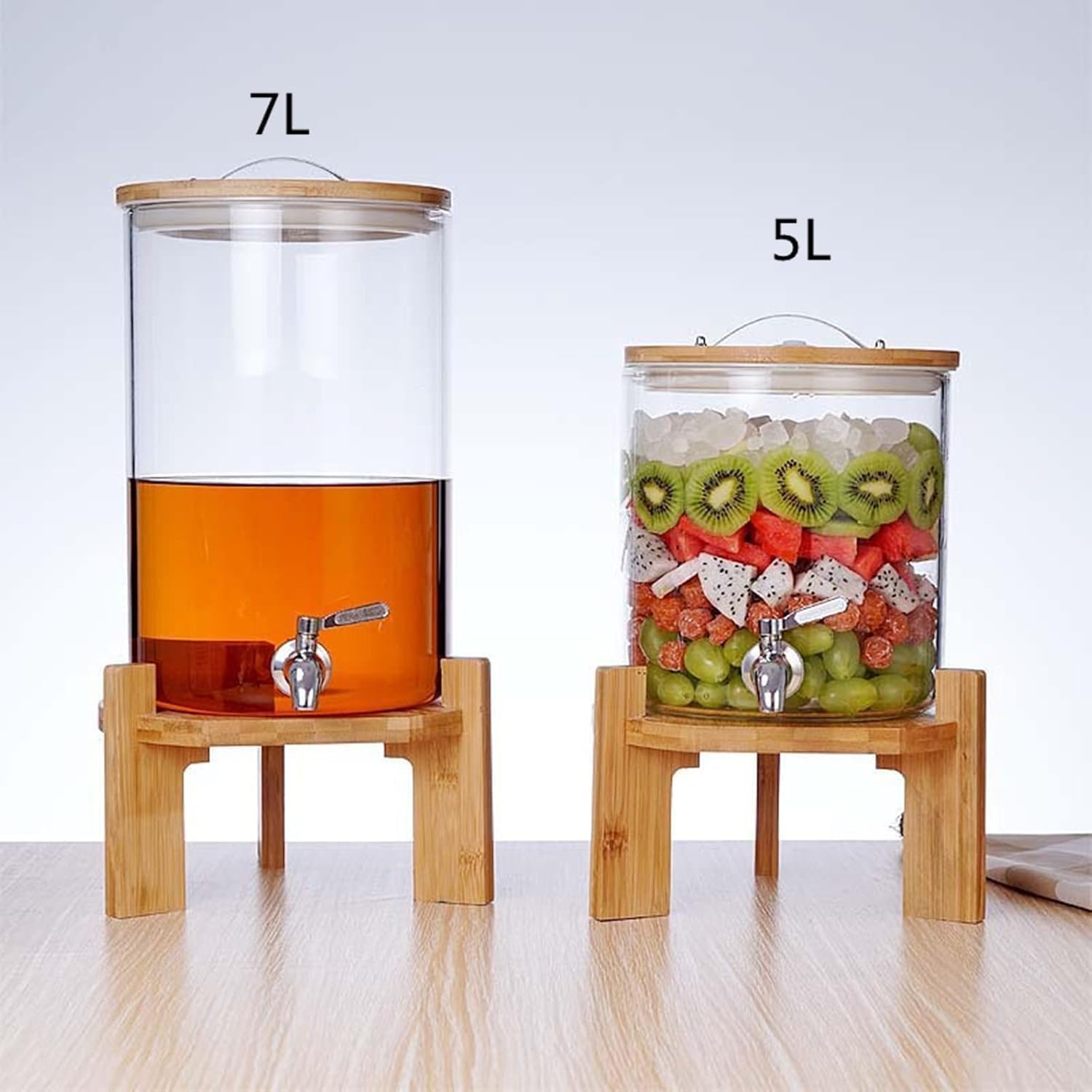 【金属ベース密閉構造】3L 大容量ガラスドリンクサーバー｜トレー・蛇口付き 果実酒・サイダー専用保存容器｜パーティー・バー・キッチン