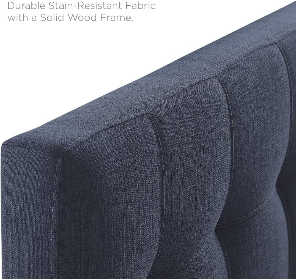Navy Tufted Twin Headboard Upholstered Linen Fabric Padded Bed Backrest Modern Bedroom Accent Durable Adjustable Mount Stylish Soft Panel for Comfort and Decor