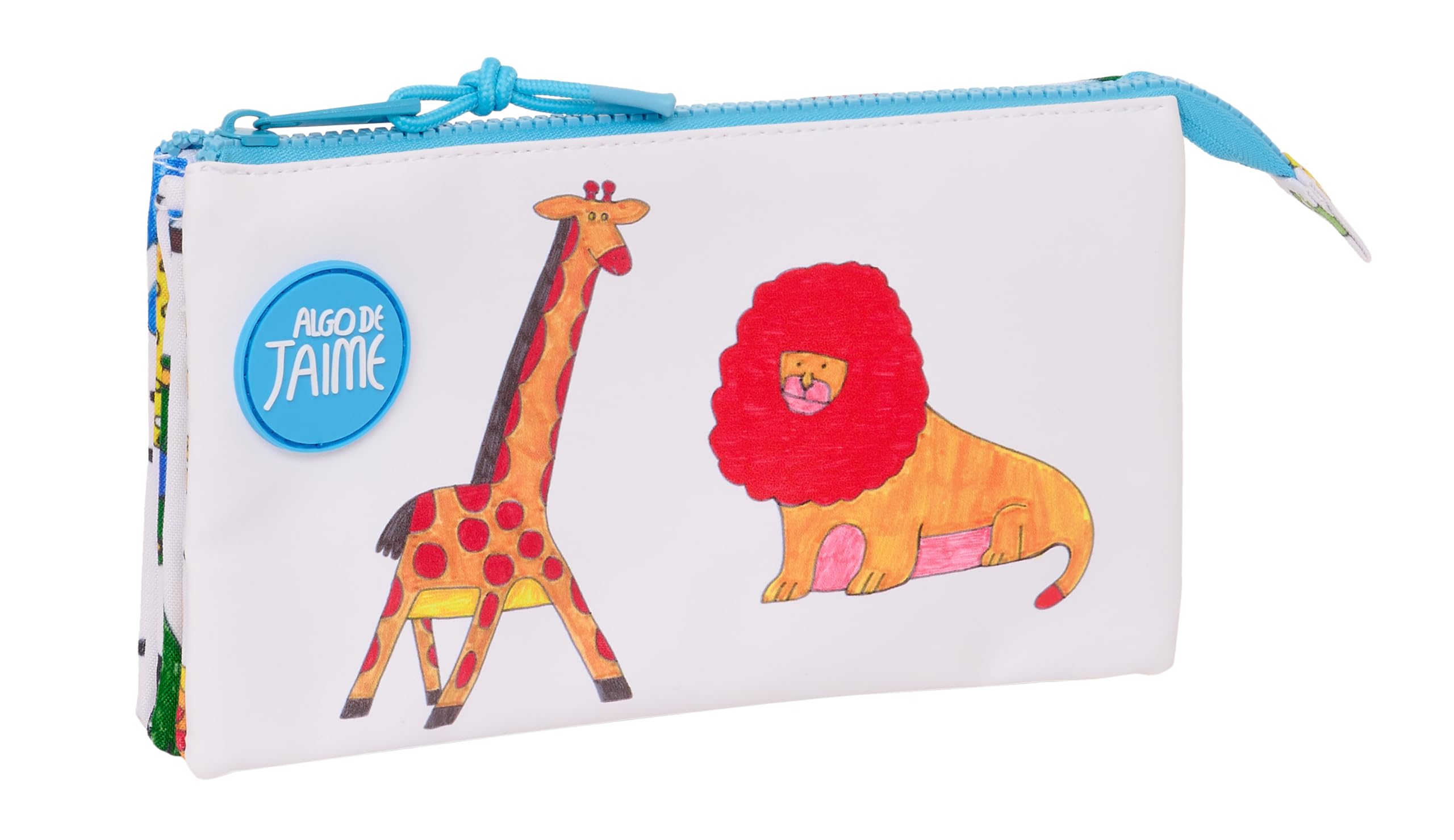 Safta ALGO DE Jaime – Triple Pencil Case, Children's Pencil Case, Ideal for School Age Children, Comfortable and Versatile, Quality and Resistance, 22 x 3 x 12 cm, White, White, Estándar, Casual